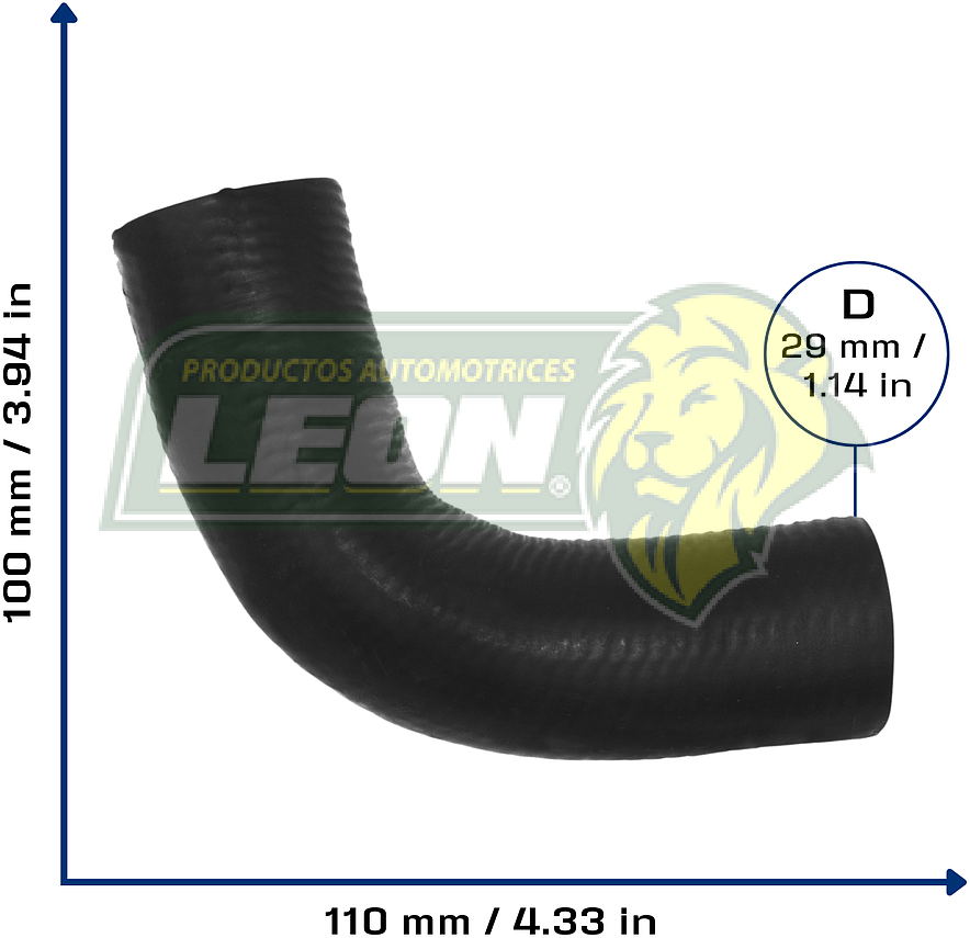 MANGUERA REFRIGERACION TOYOTA YARIS l4 1.3L 04-05 (TAPON A MONOBLOCK) Ø: 29 mm, L: 100x100 mm, LONGITUD: 190 mm