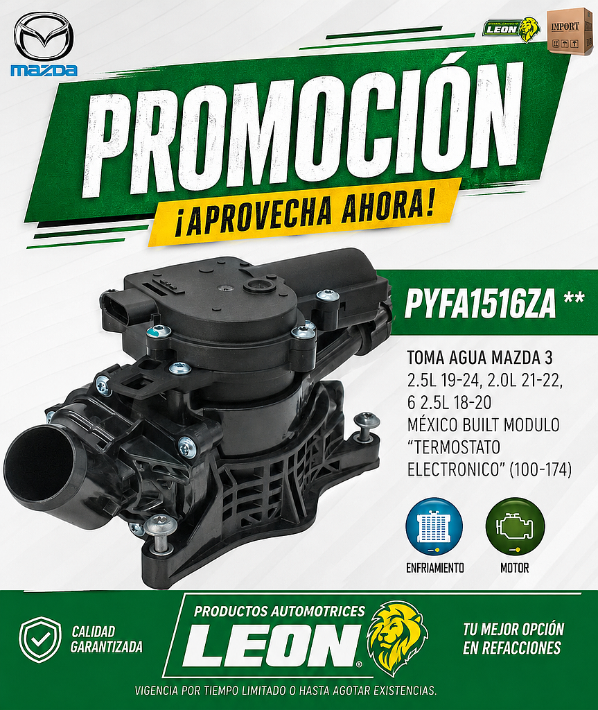 TOMA AGUA MAZDA 3 2.5L 19-24, 2.0L 21-22, 6 2.5L 18-20 MÉXICO BUILT MODULO “TERMOSTATO ELECTRONICO” (100-174)
