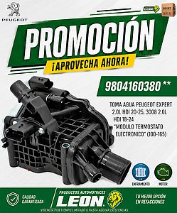 TOMA AGUA PEUGEOT EXPERT 2.0L HDI 20-25, 3008 2.0L HDI 18-24 “MODULO TERMOSTATO ELECTRONICO” (100-165)