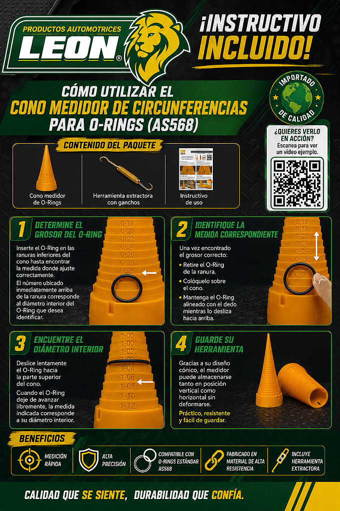 CONO MEDIDOR DE CIRCUNFERENCIAS UNIVERSAL (O-RINGS AS568)