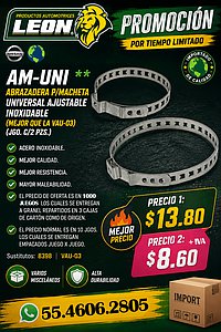 ABRAZADERA P/MACHETA UNIVERSAL AJUSTABLE INOXIDABLE (MEJOR QUE LA VAU-03) (JGO. c/2 pzas.)