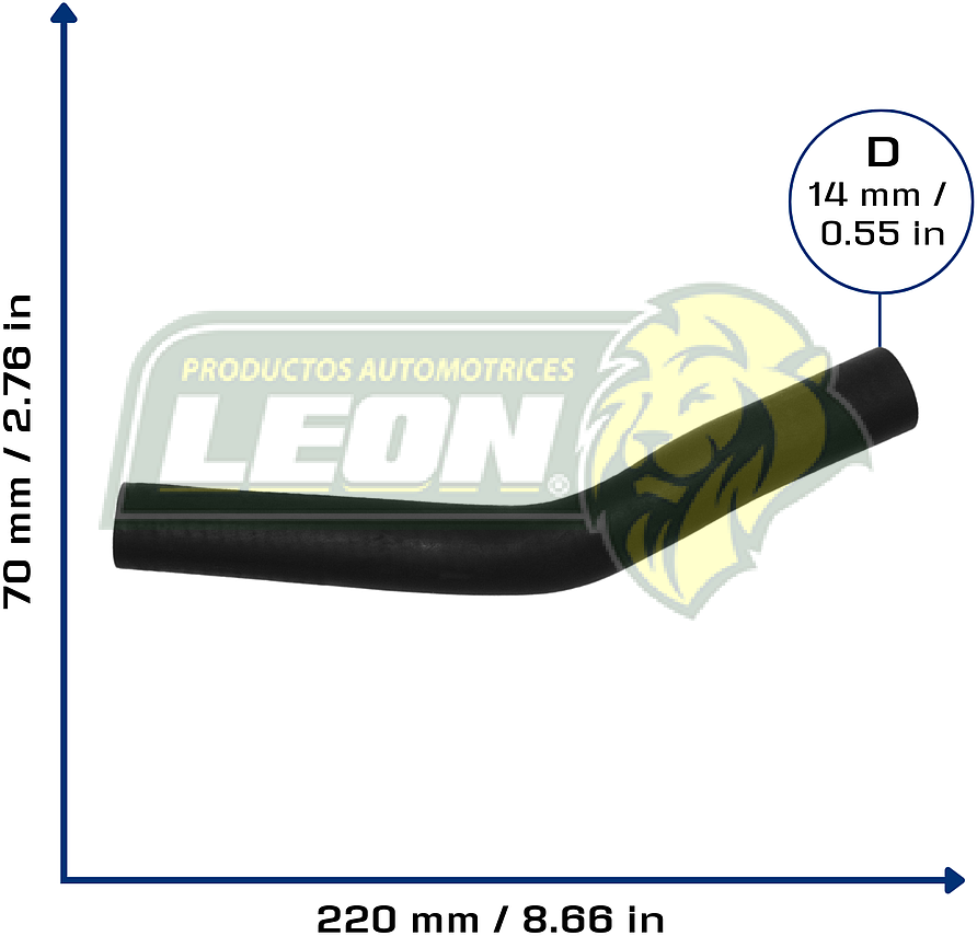 MANGUERA CALEFACTOR FORD FOCUS L4 2.0L 01-03, JEEP LIBERTY V6 3.7 02-06, NISSAN NX L4 1.6L 91-93, SENTRA B13 L4 1.6L 91-93, TOYOTA SIENNA V6 3.0L 98-03 (9240266Y00, 1M5118C256AA, E90H18D334F, YS4Z18472BA) Ø: 15 mm, L: 50x200 mm, LONGITUD: 220 mm