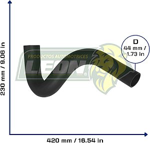 MANGUERA RAD. INF. FORD BRONCO V8 5.8L 92-96, F150, F250, F350 V8 5.8L 92-96, M. BENZ V8 5.8L 92-96 C/ENFRIADOR DE ACEITE (E4TA8B273RA, F4TA8B273RA, F5TZ8286C) Ø: 42 mm, L: 200x400 mm, LONGITUD: 680 mm