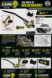 PALANCA VELOCIDADES NISSAN PK-UP 720 1.8L, D21 2.4L 86-99 T140 (HO710, 4602501G20) AHORA INCLUYE SILLITA TIPO ORIGINAL