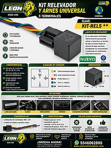 KIT RELEVADOR Y ARNES UNIVERSAL (5 TERMINALES) RELAY