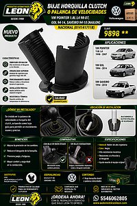 BUJE HORQUILLA CLUTCH o PALANCA VELOCIDADES VW POINTER 1.8L L4 98-07, GOL 94-14, SAVEIRO 94-10 (NAILON) NACIONAL (014141711B)