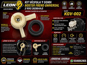 KIT VALVULA Y GOMA BOSTER FRENO UNIVERSAL 2 VIAS (HO864AJ)