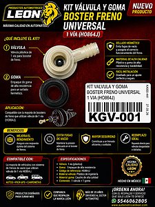 KIT VALVULA Y GOMA BOSTER FRENO UNIVERSAL 1 VIA (HO864J)