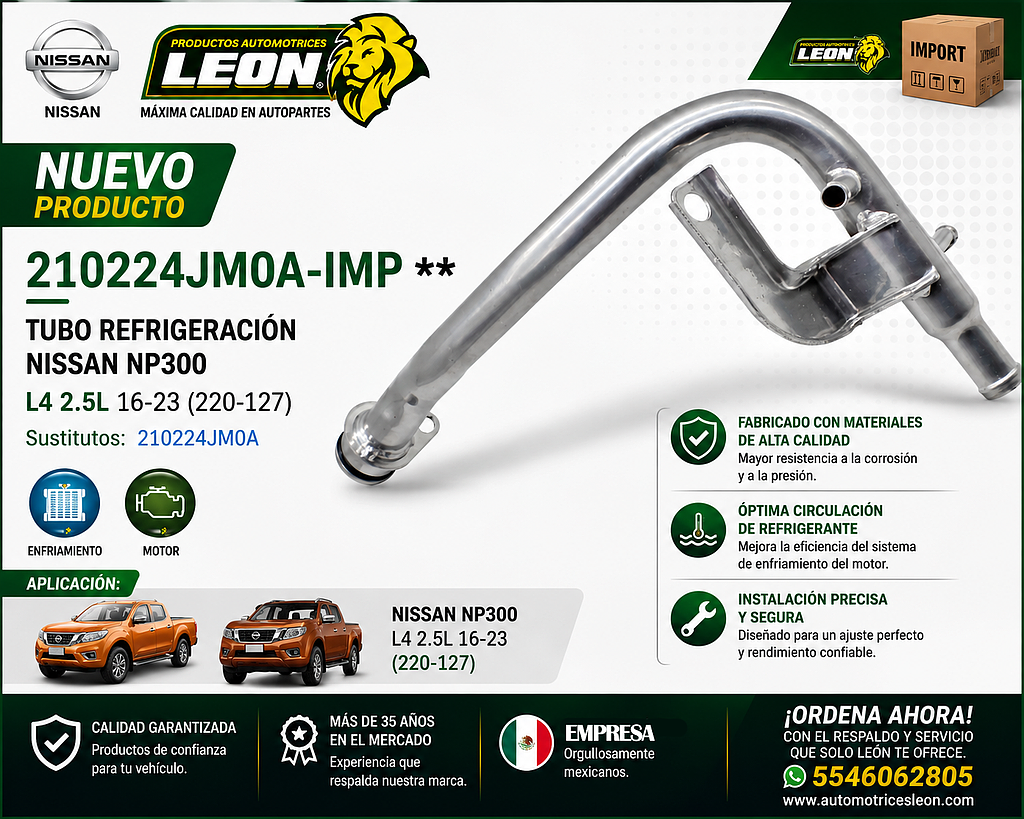 TUBO REFRIGERACION NISSAN NP300 L4 2.5L 16-23 (220-127)