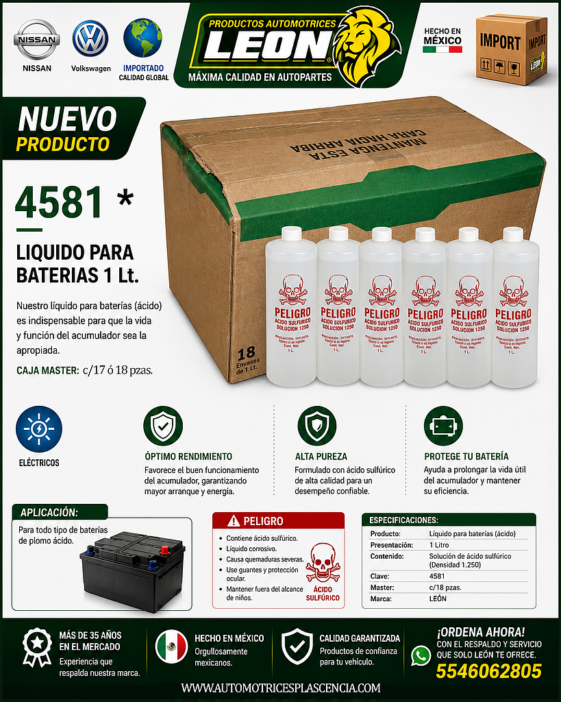 LIQUIDO PARA BATERIAS 1 Lt.