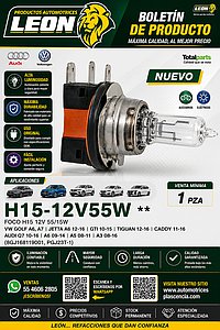 FOCO H15 12V 55/15W VW GOLF A6, A7, JETTA  A6 12-16, GTI 10-15, TIGUAN 12-16, CADDY 11-16, AUDI Q7 10-16, A6 09-14, A5 08-11, A3 08-16 (8GJ168119001, PGJ23T-1)