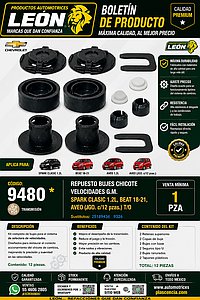 REPUESTO BUJES CHICOTE VELOCIDADES G.M. SPARK CLASIC 1.2L, BEAT 18-21, AVEO (JGO. c/12 pzas.) T/O