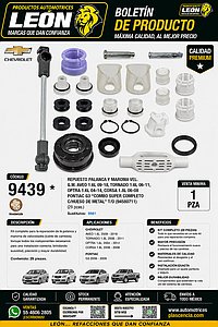 REPUESTO PALANCA Y MAROMA VEL. G.M. AVEO 1.6L 09-18, TORNADO 1.6L 06-11, OPTRA 1.6L 04-14, CORSA 1.8L 06-08 PONTIAC G3 “COMBO SUPER COMPLETO C/HUESO DE METAL” T/O (94580711) (29 pzas.)