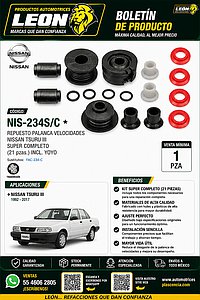 REPUESTO PALANCA VEL. NISSAN TSURU III SUPER COMPLETO (21 pzas.) INCL. YOYO