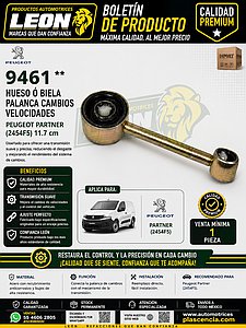 HUESO ó BIELA PALANCA CAMBIOS VELOCIDADES PEUGEOT PARTNER (2454F5) 11.7 cm