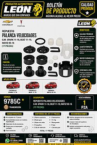 REPUESTO PALANCA VEL. G.M. SPARK 11-16, BEAT 11-19, MATIZ 05-16 (17 pzas.)