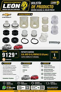REPUESTO MAROMA G.M. AVEO 10-15, PONTIAC G3 (22 pzas.) SUPER COMPLETO T/ORIGINAL