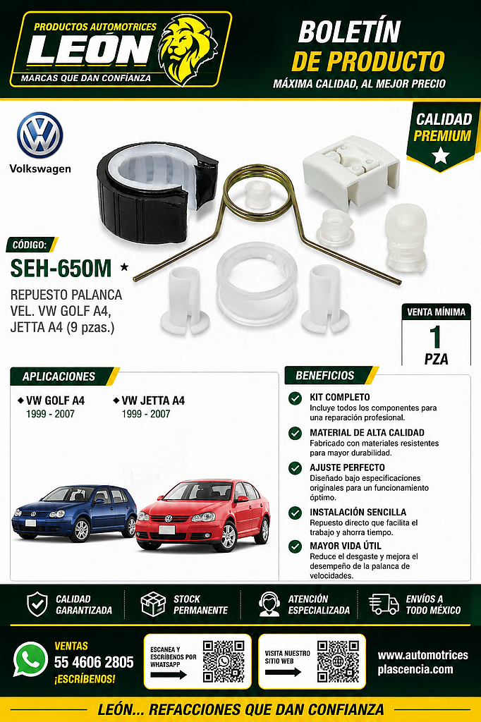 REPUESTO PALANCA VEL. VW GOLF A4, JETTA A4 (9 pzas.)