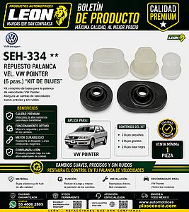 REPUESTO PALANCA VEL. VW POINTER (6 pzas.) “KIT DE BUJES”