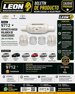 REPUESTO HUESO PALANCA VELOCIDADES G.M. AVEO, CHEVY, OPTRA, CORSA, PONTIAC G3, DAEWOO T/O (JGO. c/5 pzas.) 