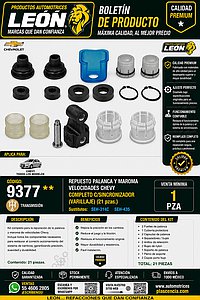 REPUESTO PALANCA Y MAROMA VELOCIDADES CHEVY COMPLETO C/SINCRONIZADOR (VARILLAJE) (21 pzas.)