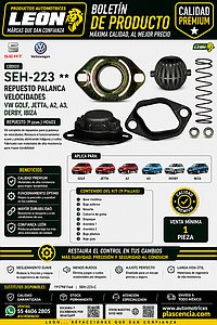REPUESTO PALANCA VEL. VW GOLF, JETTA, A2, A3, DERBY, IBIZA REPUESTO (9 pzas.) HO601