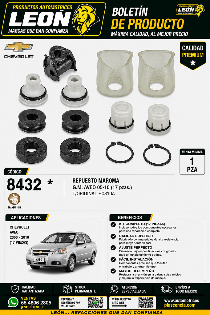 REPUESTO MAROMA G.M. AVEO 05-10 (17 pzas.) T/ORIGINAL HO810A