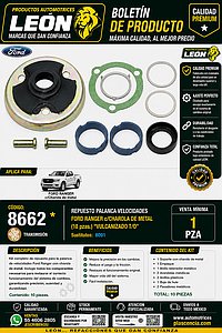 REPUESTO PALANCA VEL. FORD RANGER c/CHAROLA DE METAL (10 pzas.) “VULCANIZADO T/O”