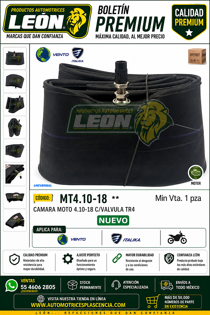 CAMARA MOTO 4.10-18 C/VALVULA TR4