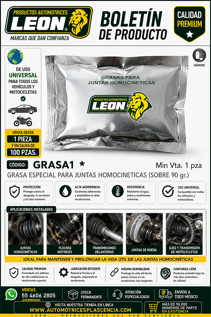 GRASA ESPECIAL PARA JUNTAS HOMOCINETICAS (SOBRE 90 gr.)