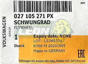VOLANTE MOTOR VW JETTA 2.0L 94-99, GOLF 2.0L 94-98, CABRIO 2.0L 95-02 (LFW136, NFW7201, 167814, 50-2845, 027105271P, 502845) TRANS. MANUAL 125 DIENTES