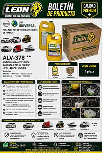 ANTICONGELANTE VERDE GARRAFA 3.785 Lt. “LEON” -2 °C +120 °C 5% MEG