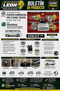 KIT DE BALEROS PARA PUERTA CORREDIZA VW COMBI TODOS M.1600, 1800 73-02