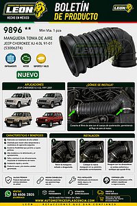 MANGUERA TOMA DE AIRE JEEP CHEROKEE XJ 4.0L 91-01 (53006274)