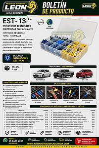 ESTUCHE DE TERMINALES ELECTRICAS CON AISLANTE CONT. 18 MED. = 435 pzas.