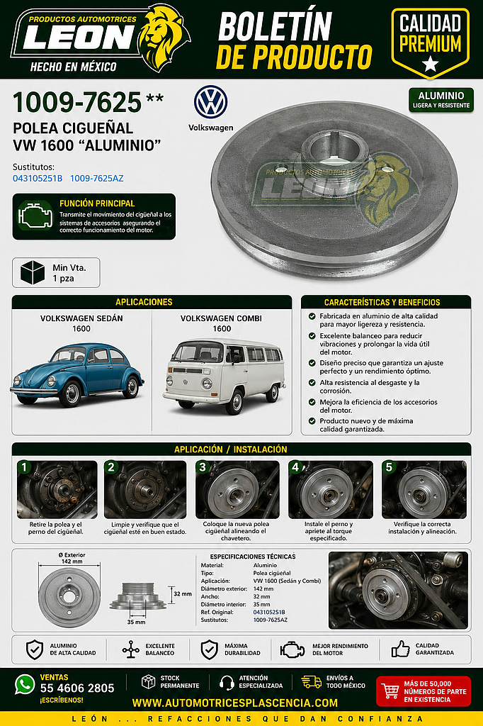 POLEA CIGUEÑAL VW 1600 “ALUMINIO”