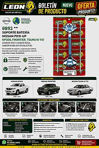 SOPORTE BATERIA NISSAN PICK-UP, NP300, FRONTIER, TSURU III T/O (24420F4001+24425F400A, 24425F400B) (KIT EN BLISTER)