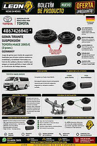 GOMA TIRANTE SUSPENSION TOYOTA HIACE 2005Æ (3 pzas.) GERMANY