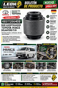 BUJE AMORTIGUADOR TOYOTA HIACE DELANTERO T/O ØI: 12 mm ØE: 29 mm ↕: 32 mm
