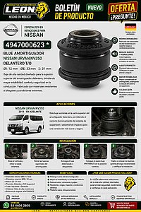 BUJE AMORTIGUADOR NISSAN URVAN NV350 DELANTERO T/O ØI: 12 mm ØE: 33 mm ↕: 31 mm