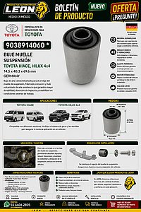 BUJE MUELLE SUSPENSION TOYOTA HIACE, HILUX 4x4 14.5x40.3x69.6 mm GERMANY
