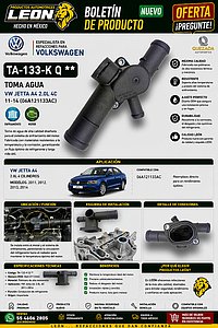 TOMA AGUA VW JETTA  A4 2.0L 4C 11-14 (06A121133AC)