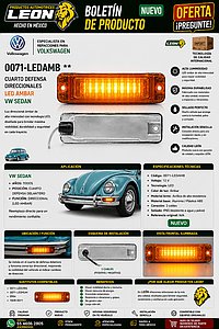 CUARTO DEFENSA DIRECCIONALES LED AMBAR VW SEDAN 