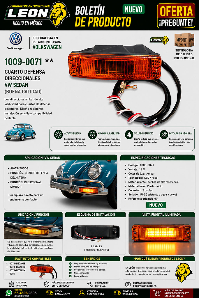 CUARTO DEFENSA DIRECCIONALES VW SEDAN (BUENA CALIDAD)