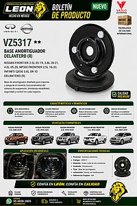 BASE AMORTIGUADOR NISSAN FRONTIER 2.5L-05-19, 3.8L 20-21, 4.0L 05-20, NP300 FRONTIER 2.5L 16-20, INFINITI QX56 5.6L 04-10 DELANTERO (R)