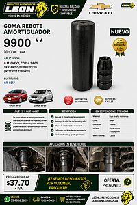 GOMA REBOTE AMORTIGUADOR G.M. CHEVY, CORSA 94-05 TRASERO C/CUBREPOLVO (90223012 2785001)