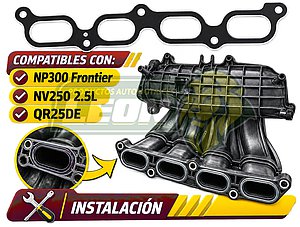 JUNTA MULTIPLE ADMISION NISSAN NV350 4C 2.5L 19-25, NP300 4C 2.5L 16-25, NP300 FRONTIER 4C 2.5L 16-25, NV250 4C 2.5L 19-25 QR25DE (14035ET80A) (LAMINADA)