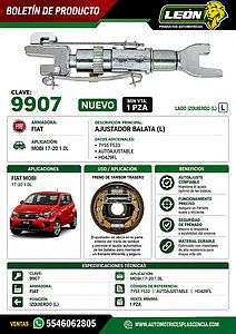 AJUSTADOR BALATA (L) FIAT MOBI 17-20 1.0L 7Y55 F533 “AUTOAJUSTABLE” HO429FL