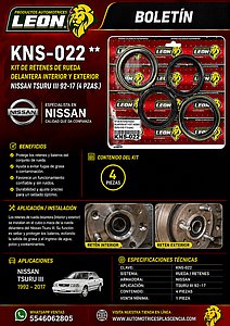 KIT DE RETENES RUEDA DELANTERA INT Y EXT. NISSAN TSURU III 92-17 (4 pzas.)