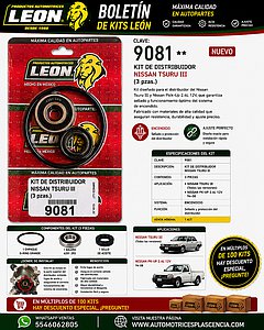 KIT DISTRIBUIDOR NISSAN PK-UP 2.4L 12V 94-08, TSURU III (3 pzas.)